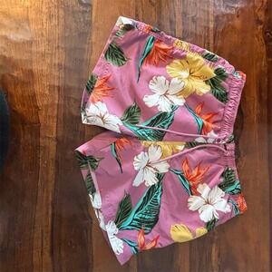 Primark Care Men's Tropical Print Swim Shorts Pink Floral‎ Size L